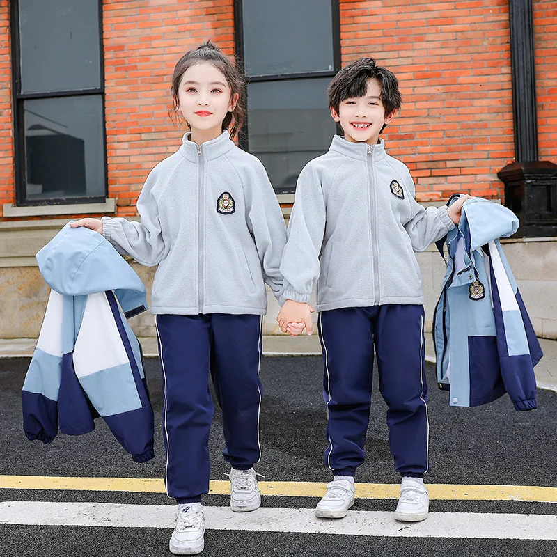Children's Hardshell Jacket School Uniform Winter Three-piece Student Uniform Thickened Warm 3-18 Years Old Manufacturers