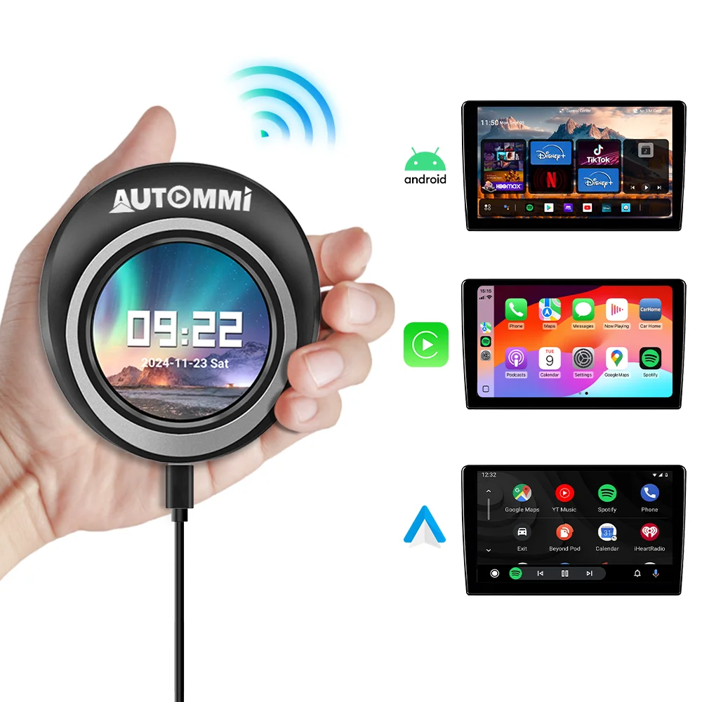 2025 NEW Magic Streaming Wireless CarPlay Adapter Smart Ai Box with Touch Screen Android Auto Car Play Box Universal