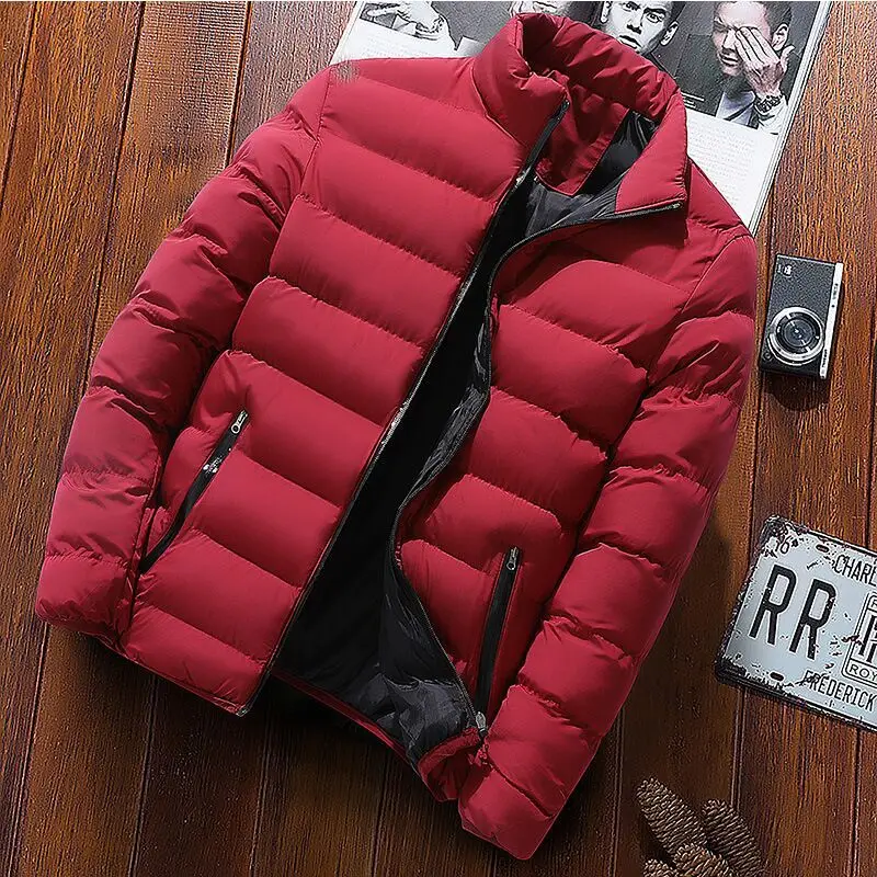 Winter New Thickened Trend Cotton Coat Men's Fashion Standing Collar Print_voghion.com