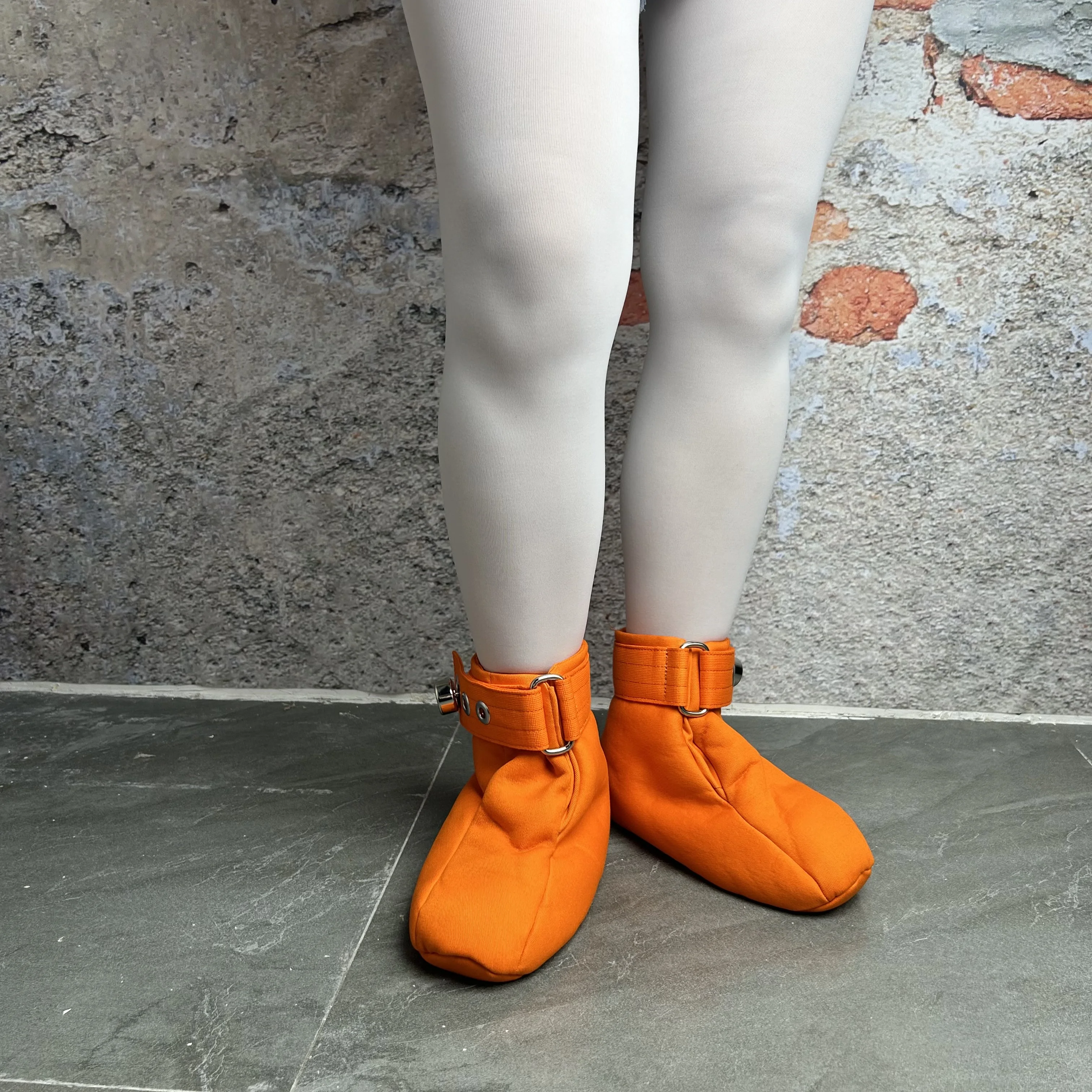 Adult Restraining Booties with Spikes Rivet Insoles and Buckle ABDL Punishment Foot Bondage Lockable Shoes for Crawling Habit