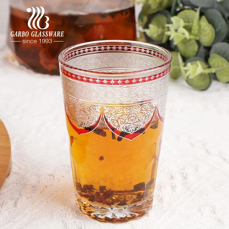 Оптовая продажа, 12 шт. в упаковке, роскошная Подарочная коробка, красочная наклейка, дизайн, мини-размер, 7 унций, марокканская Арабская чашка для кофе и чая, стеклянная кружка