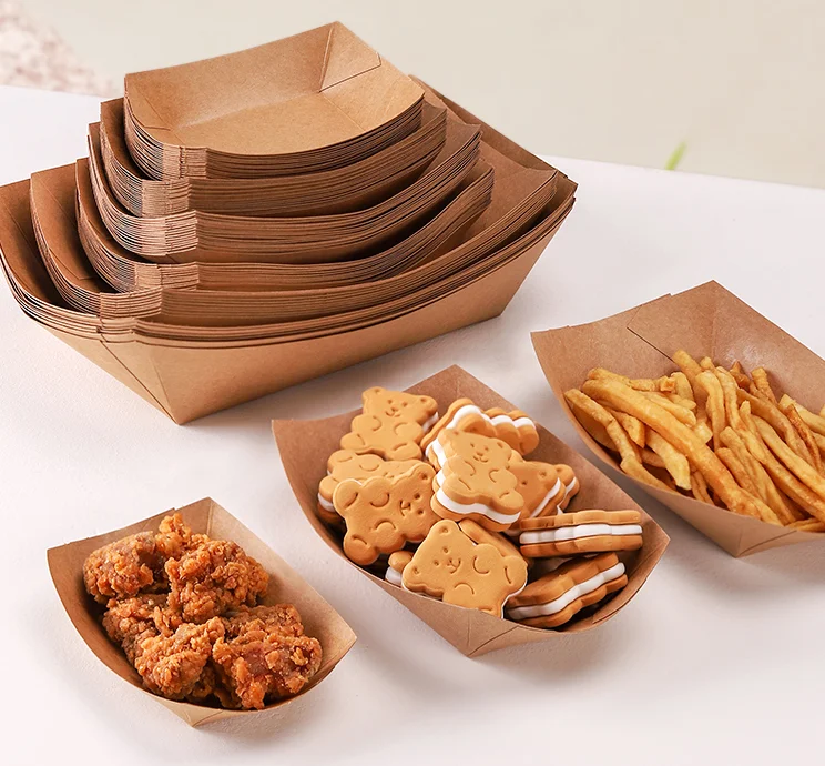 レストランの持ち帰り用食品フライドポテトクラフト紙トレイ