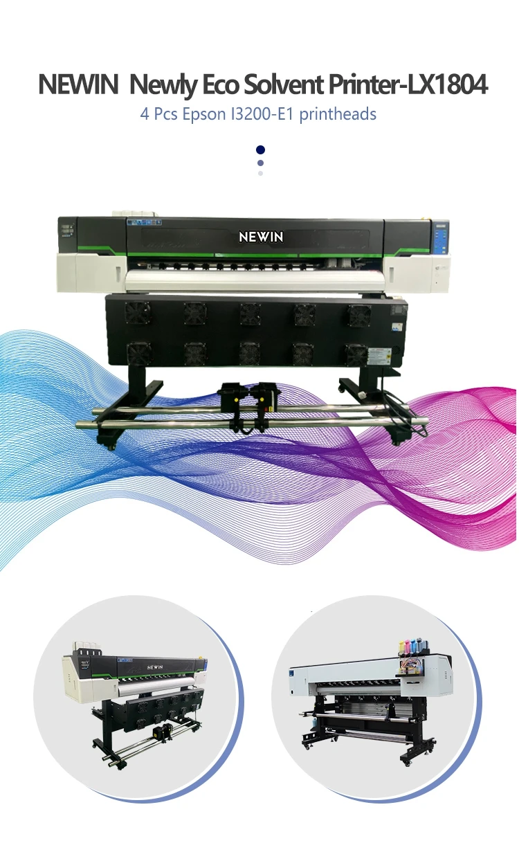 manufacture High Quality 1.8m Eco Solvent Outdoor Inkjet Printer with Dx7/Dx5/Xp600 four printheads