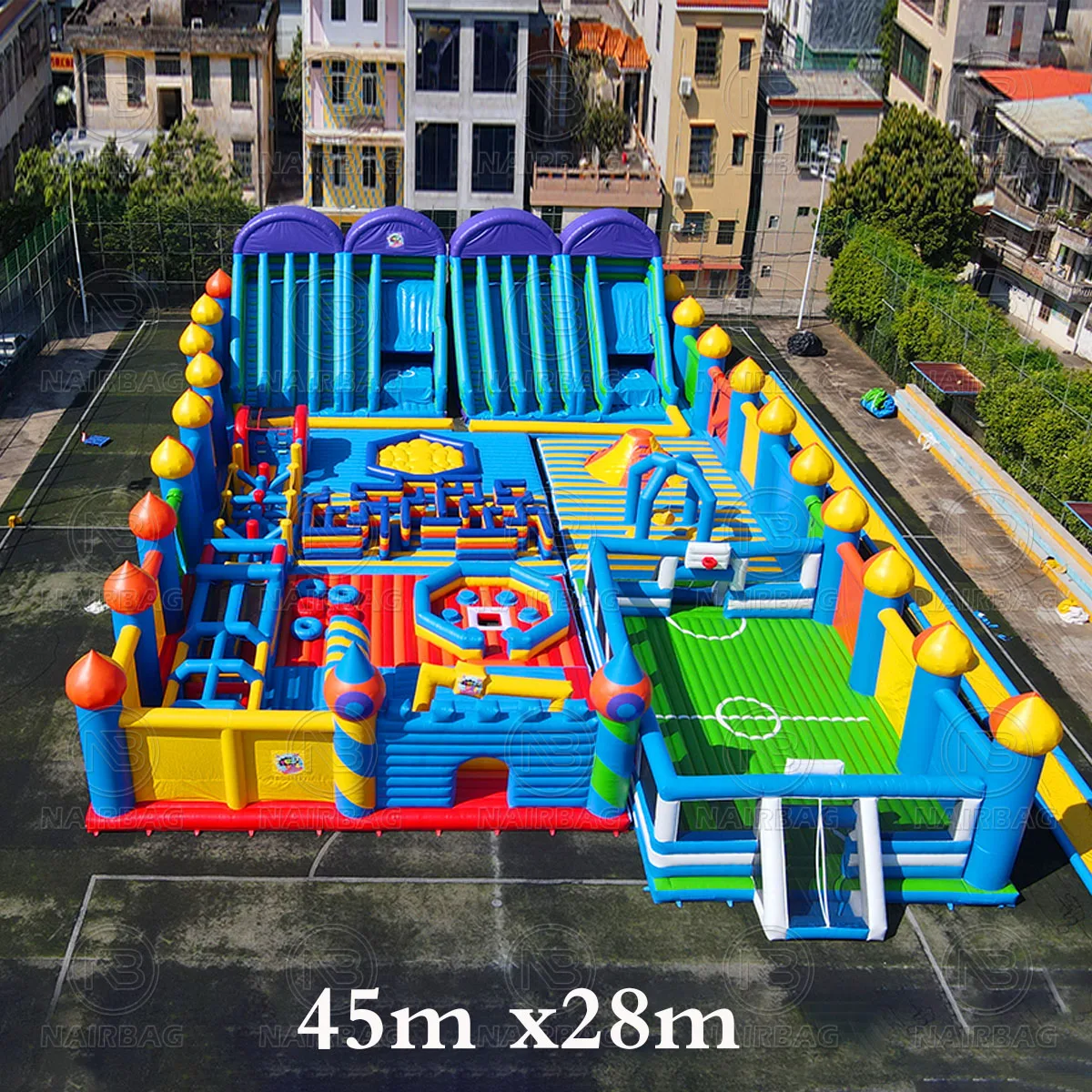 Grand Château Gonflable 2 En 1 Avec Parcours D’Obstacles – Trampoline, Toboggan, Tunnel, Panier De Basket – Kit Complet Avec Ventilateur 550 W – Jardin Et Intérieur