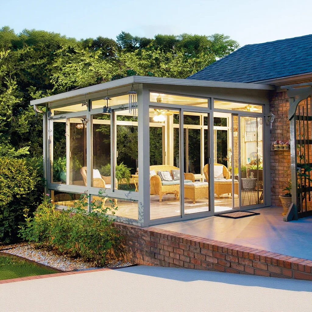 Top-Ranking Customized Solarium Conservatory Flat Glass Houses Garden Room Guaranteed Aluminum Alloy Sunroom Glass Houses