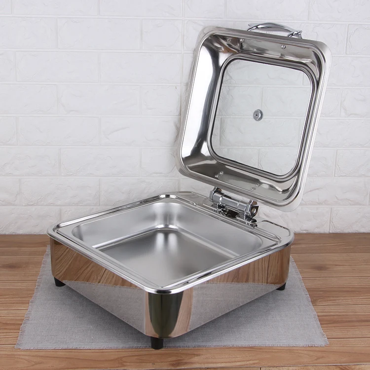 New Design Food Warmer Heater Chafer Dish Buffet Set Restaurant Square Stainless Steel Chafing Dish for Catering_9