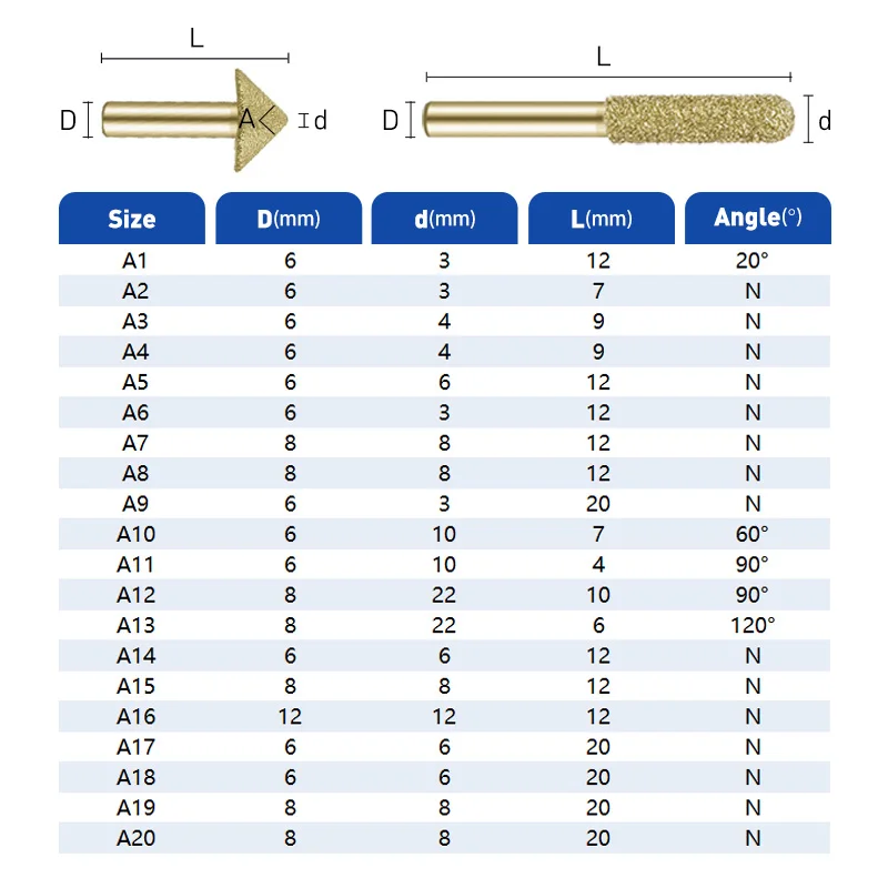 CNC Diamond Stone Carving Tools Vacuum Brazed Stone Granite Engraving Bit CNC Bits for Marble