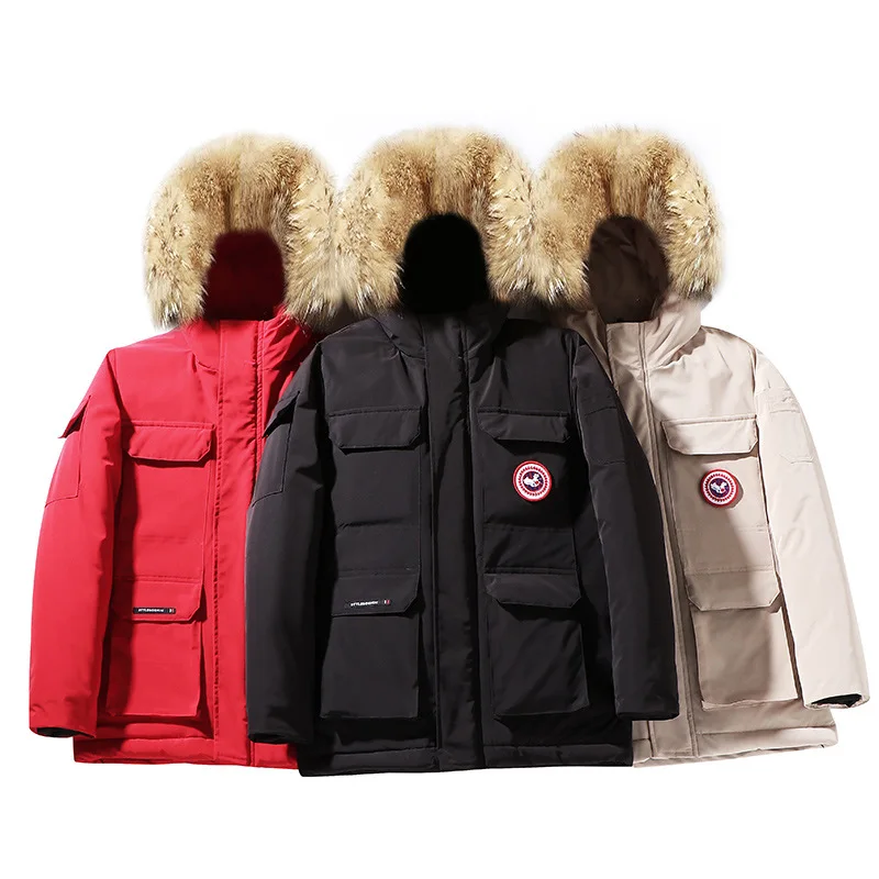 mens down parka with fur hood
