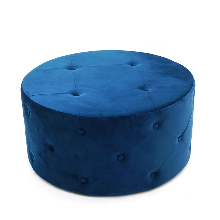 Nordic Luxury Velvet Fabric Stool Plus Cotton Thickening Comfortable Multiple Colour Chesterfield Ottoman
