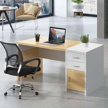 Modern Design Office Workstation for 4 People Wood Panel Office Furniture-Includes Desks