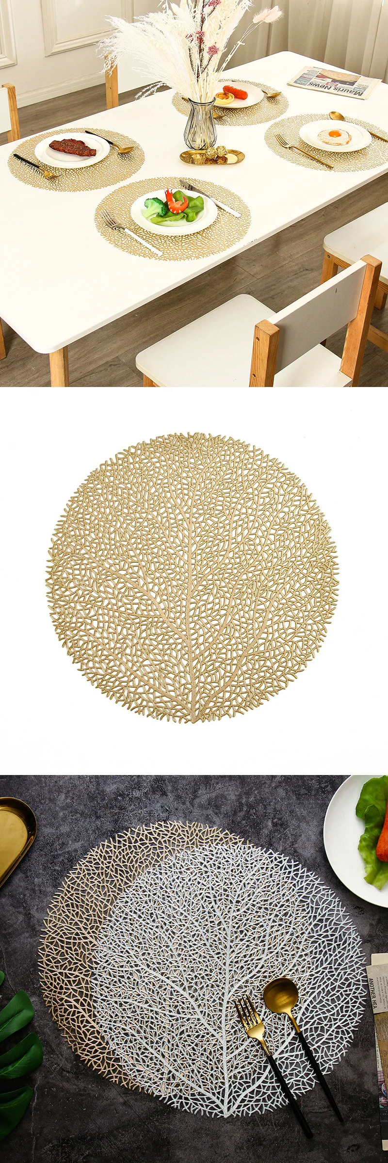 Reusable Round Gold Placemats Pvc Table Mat Party Decoration Buy Round Gold Placemats,Pvc