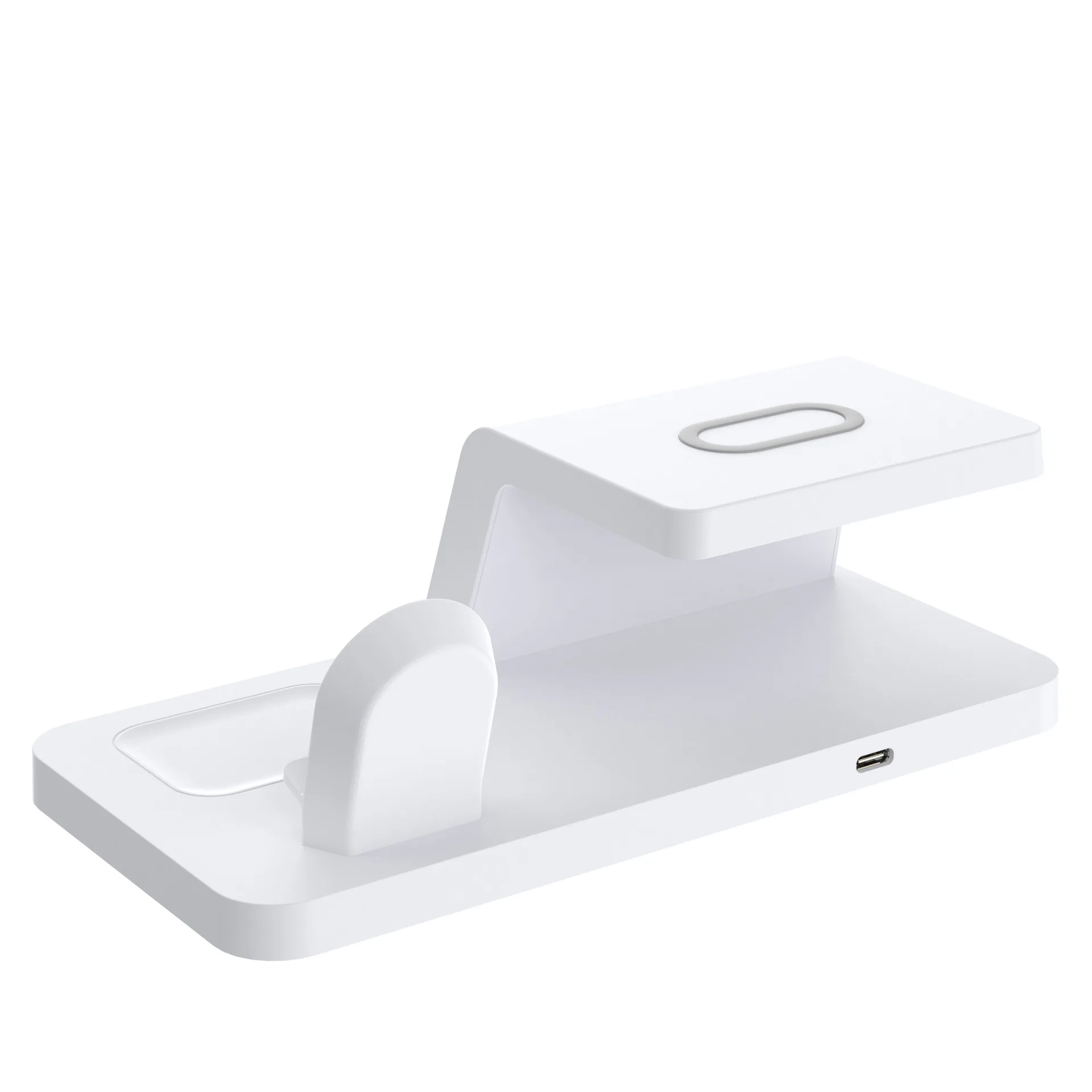 New Products 3in1 Wireless Charger with Alarm Clock HT-506 15W Fast Charging Station for iphone Iwatch Earphone Charger