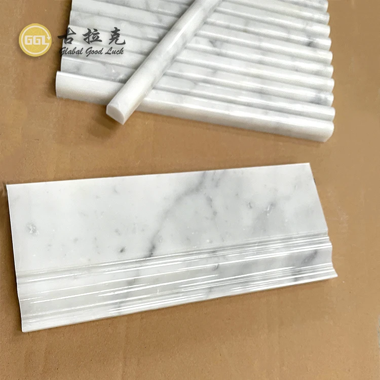 Nature Carrara Marble Stone For Pencil Liner and Baseboard Molding in Polished Surface factory