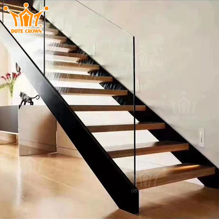 Custom Indoor Modern Solid Wood Stair Case/ Modular Straight Steel ...