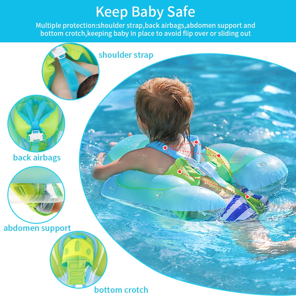 Baby Swimming Float Inflatable Pool Float Ring With Sun Protection