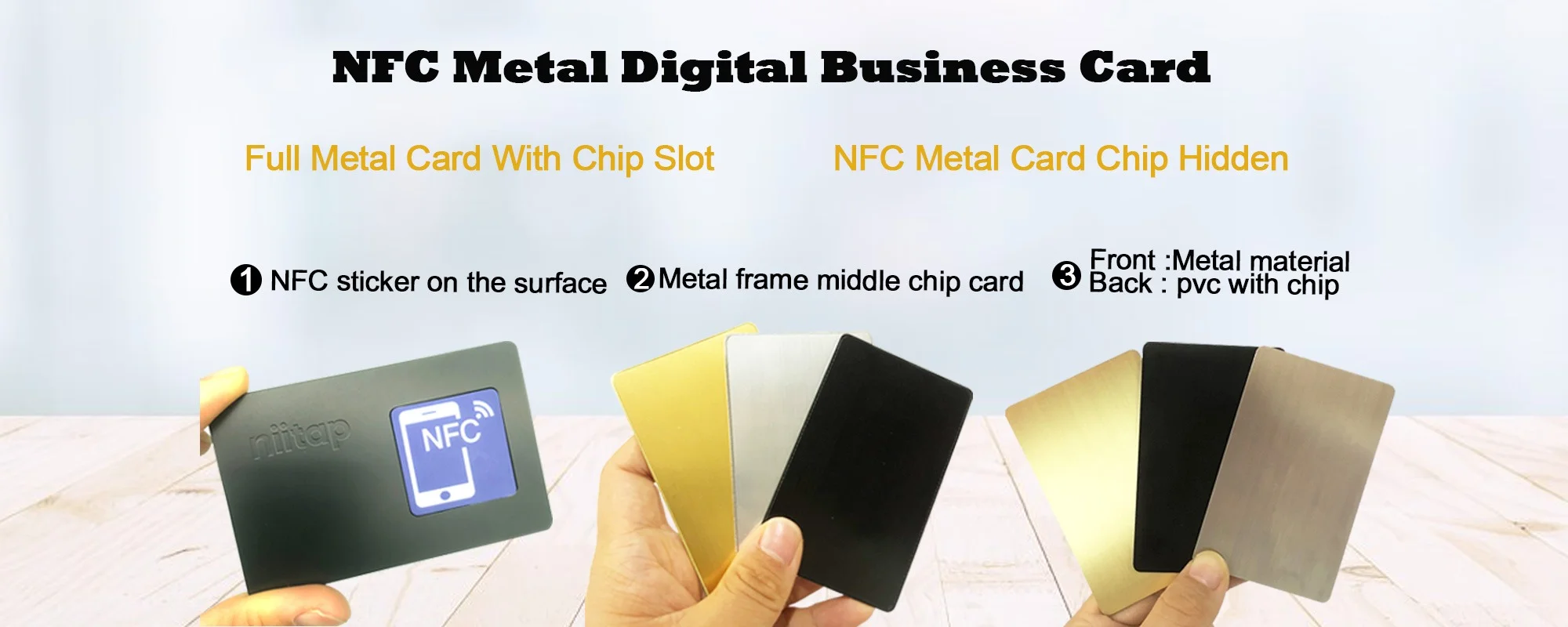 Printable Nfc Metal Card Blank Luxurious 24k Gold Hybrid Metal Nfc Card 