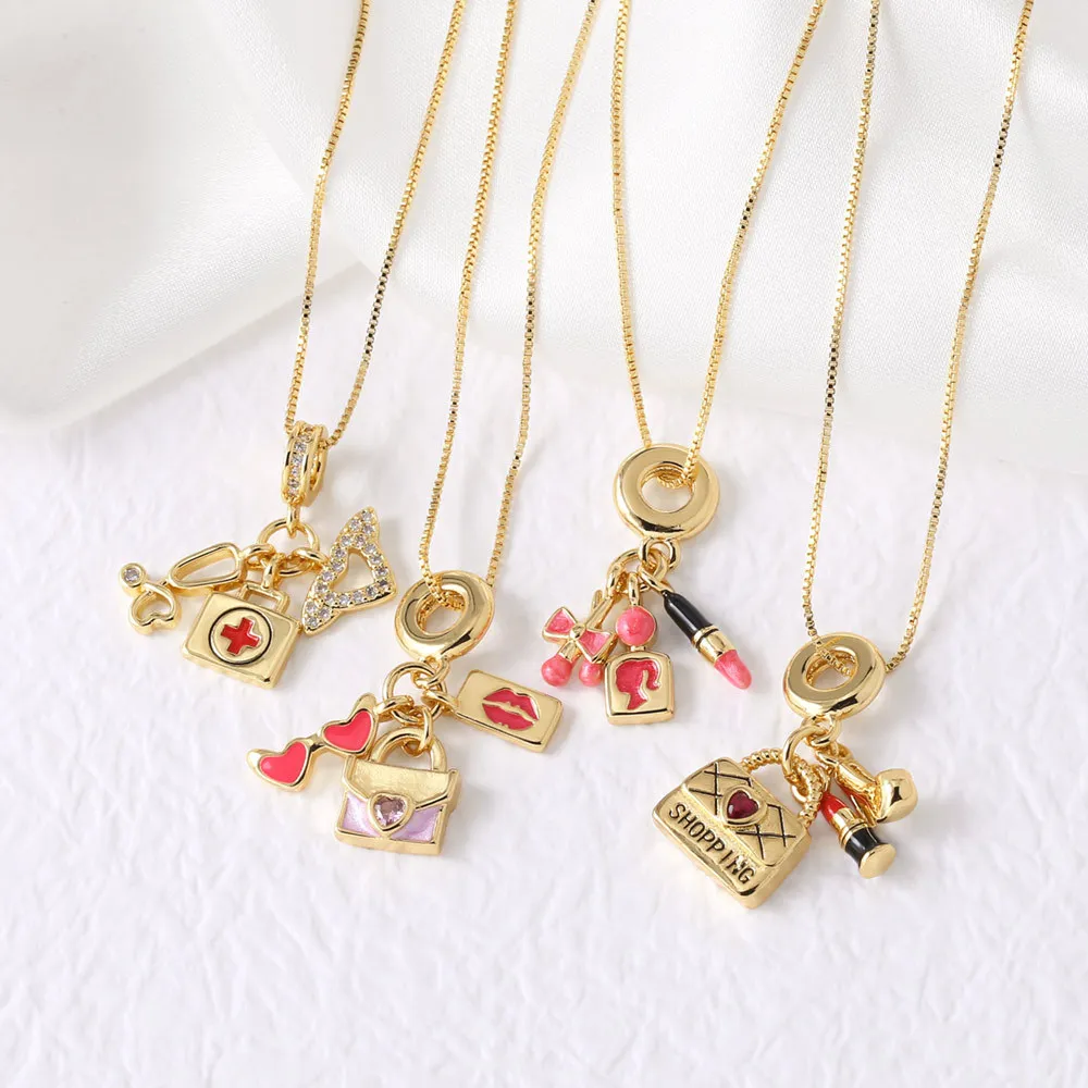 Hot-Selling Gold-Plated Link Chain Necklace with Lipstick Bag Pendant Lovely Accessory for Weddings and Cross-Border Jewelry