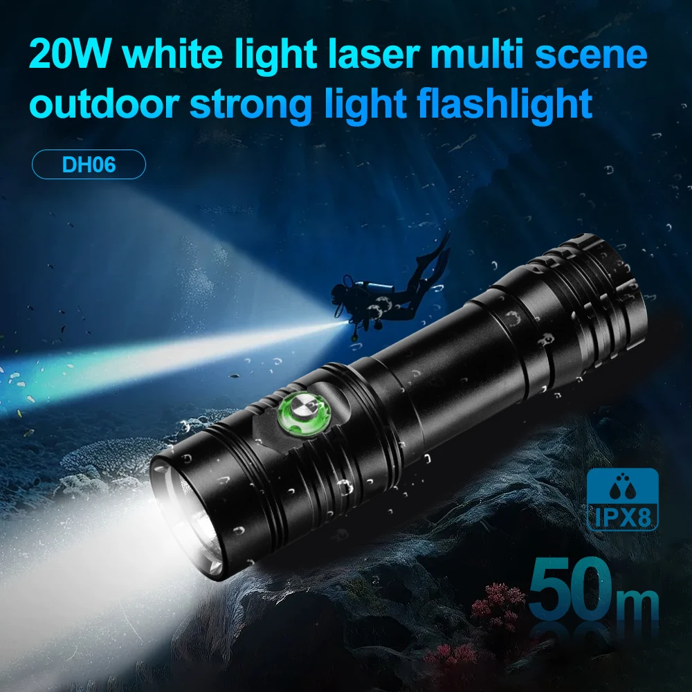 2000 lumens divers flashlight waterproof rechargeable Divevolk SL20 Underwater Video Light Strobe and Signal modes all controlled with a single button with a built in power indicator light Blue Reef 2000 Lumens Dive