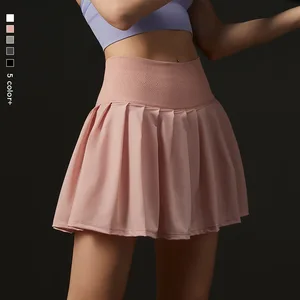 Lulu Sports Women's Anti-Running Tennis Sets Popular Cyber Fitness Pleated Skirt Breathable Pocket Short Skirt Pants for Dance