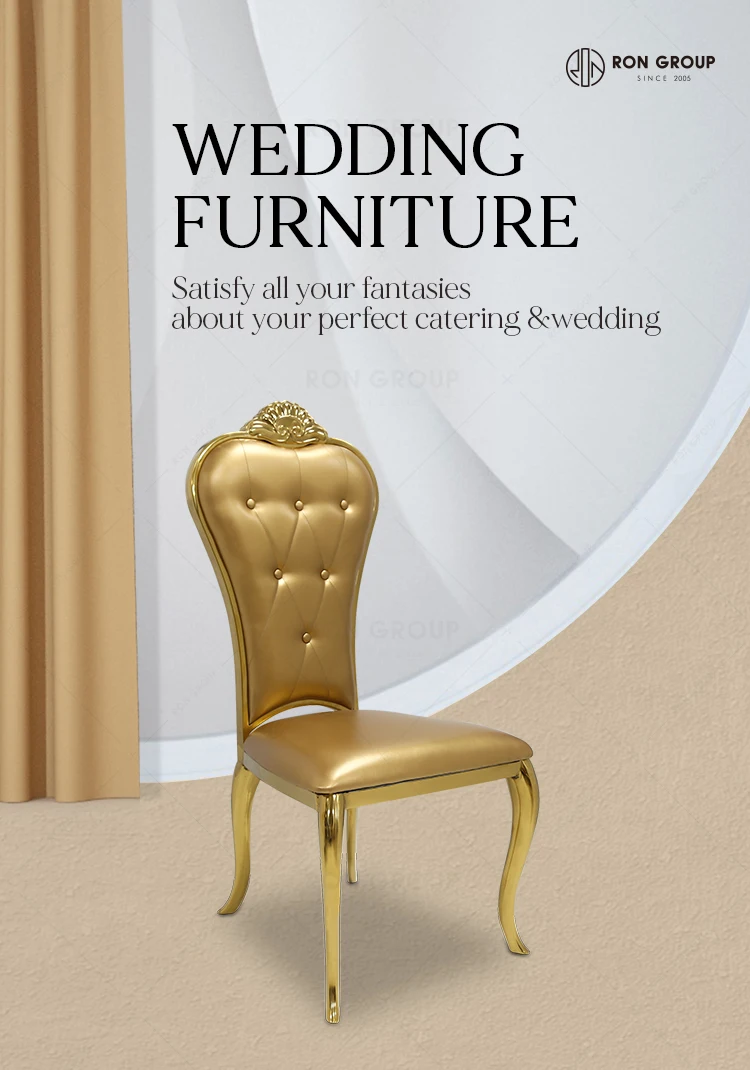 Banquet Pu Leather Dining Stainless Steel Dining Modern Back Floral Designs Gold Wedding Chairs