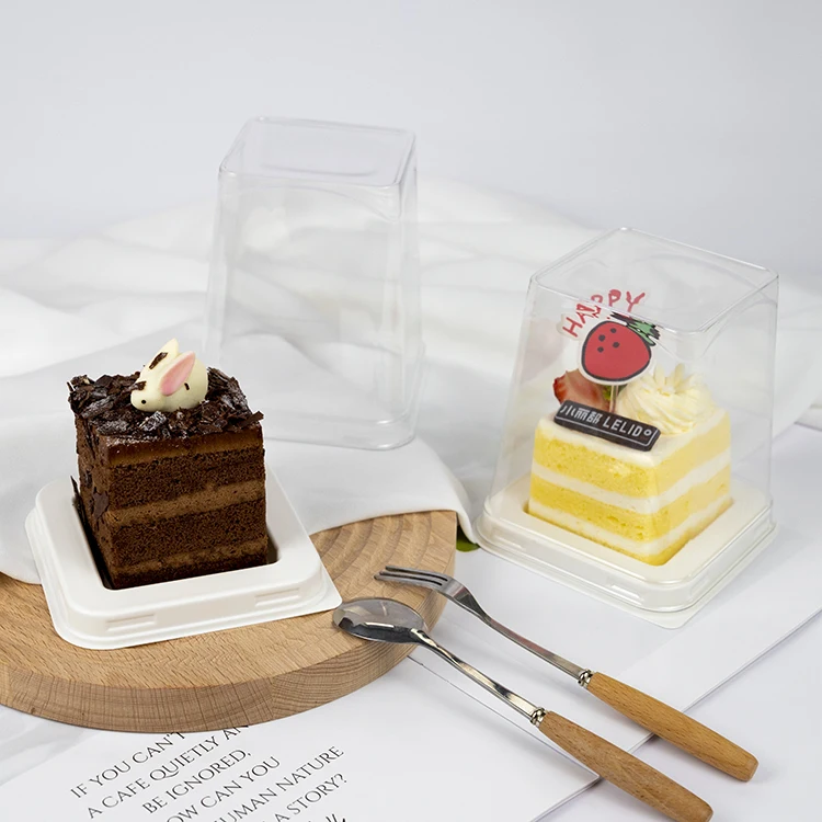 Square Cake Slice Packaging Clear, Disposable Boxes