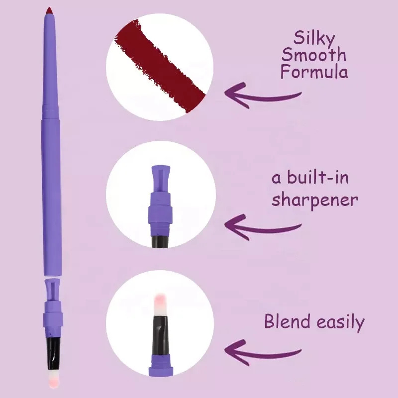 Выдвижной карандаш для губ с высоким пигментом, фирменная торговая марка, водонепроницаемый производитель, оптовая продажа с логотипом, кремовый розовый лайнер