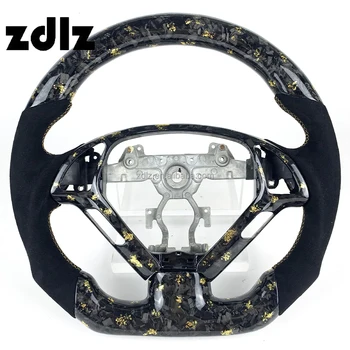 Golden Powder Forged Carbon Fiber Steering Wheel For Infiniti G37 G25 G35 Q50 Q60 EX35 EX37 Alcantara Leather Steering Wheel