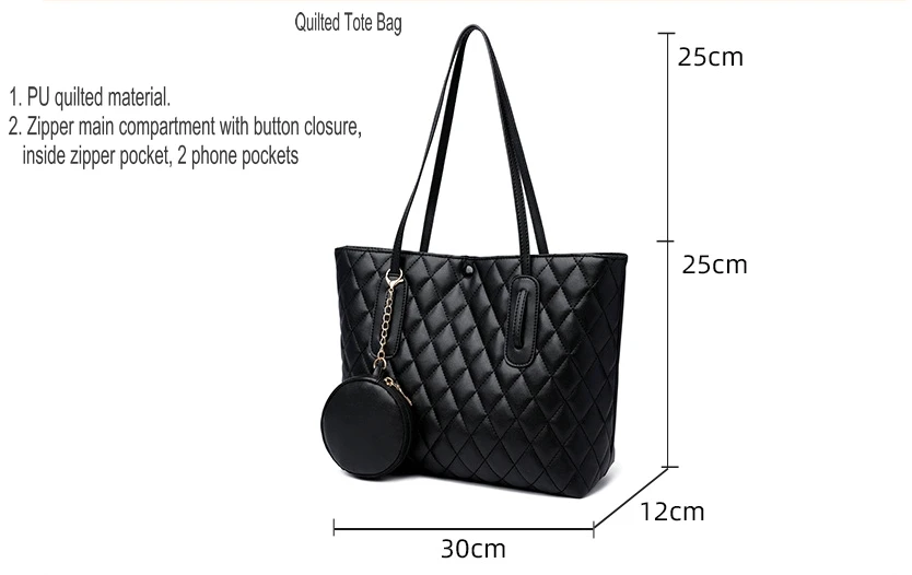 Quilted fabric tote bag - Women's fashion