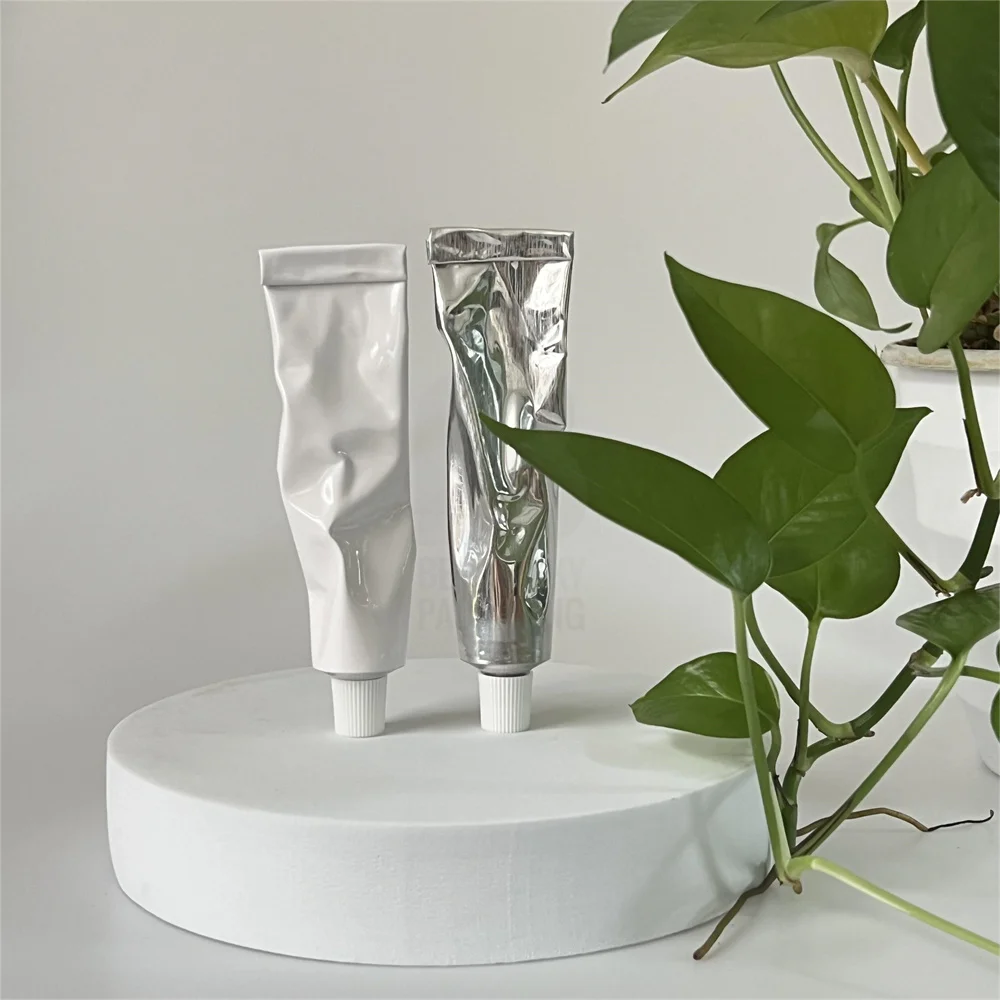 MOQ 150pcs 3oz 100ml Aluminum Empty Aluminium Tube Squeeze Tubes  with Plastic Black Octagonal Lids 1box