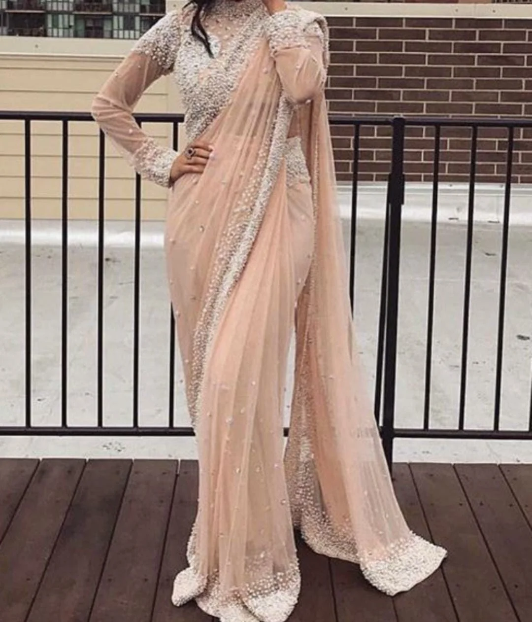 wedding sarees with pearls
