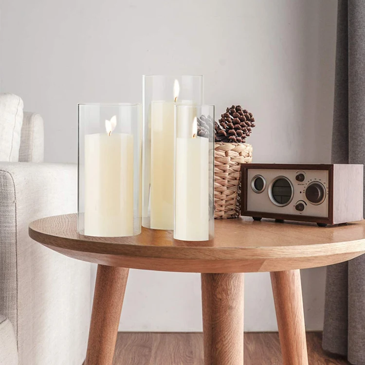 Heat Resistant Tall Glass Candle Holders Chimney Tube Frosted Glass