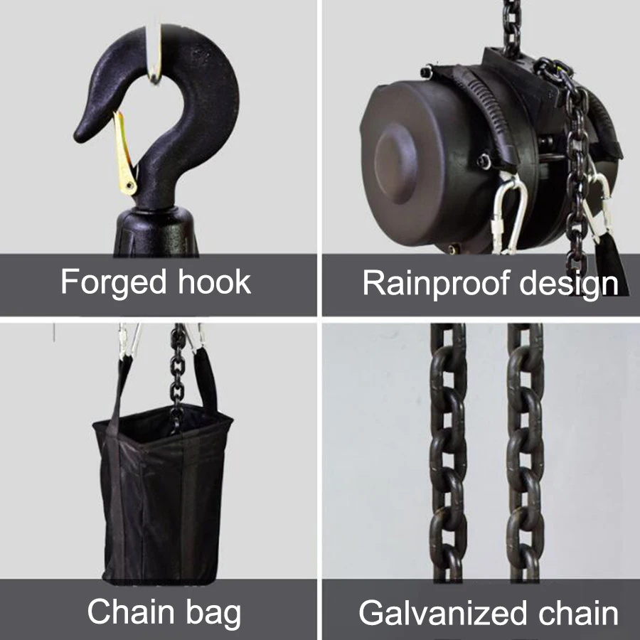 Overload Protection Electric Theater Chain Truss Motor Black Stage Show Hoist Studio 100kg 300kg 500KG 50 Alloy Steel Provided