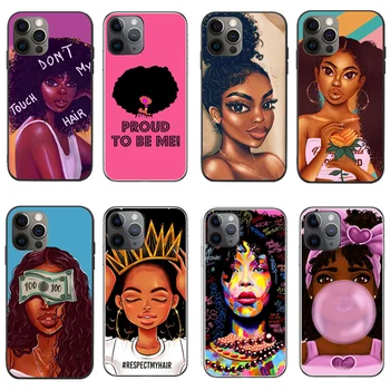 Black girl phone case Melanin Poppin Black Girl queen for iPhone 12/12pro/12 Max case SE2020 7 8 8S plus X XR XS max TPU cases