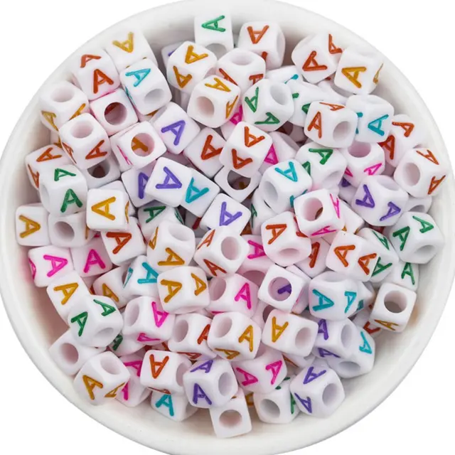 6*6mm 3000pcs/bag White & Colorful Square Alphabet A-Z Acrylic Letter Beads for DIY Jewelry Bracelet Making