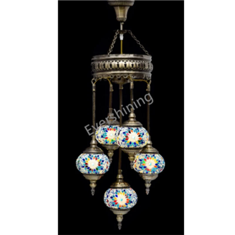 Marrakech Turkish Hanging Lamp 5 Lights Mosaic Hanging Pendant Lamp