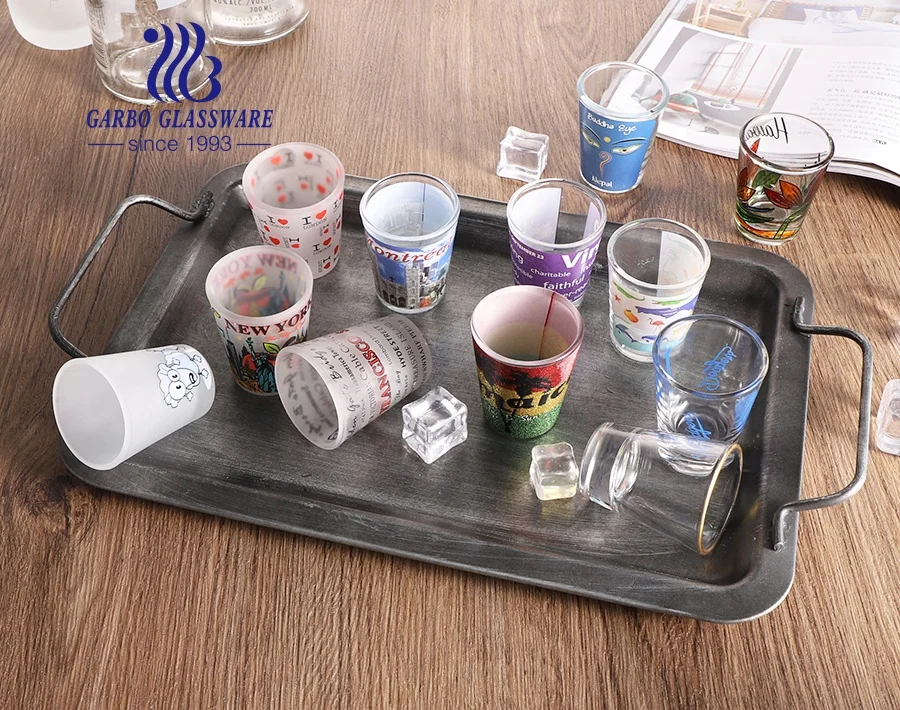 2oz Frosted Sublimation Glass Cups for Bars Straight Cylinder Customized Shot Glass for Vodka Whiskey Tequila Cup