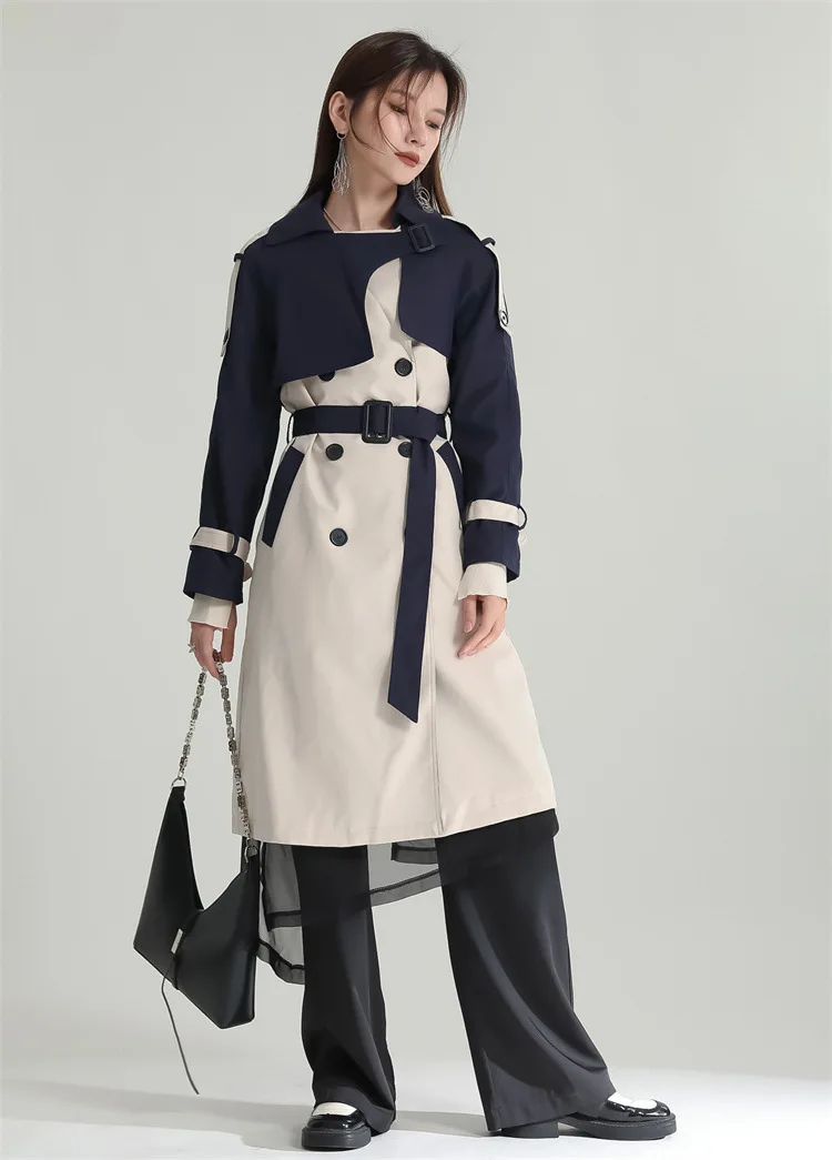 Source Autumn New Trench Coat Women Design Sense Midi Color