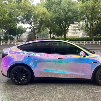 Holographic Rainbow Laser Chrome white silver car wrap Auto Wraps Decorative Car Decal Vinyl Sticker Film