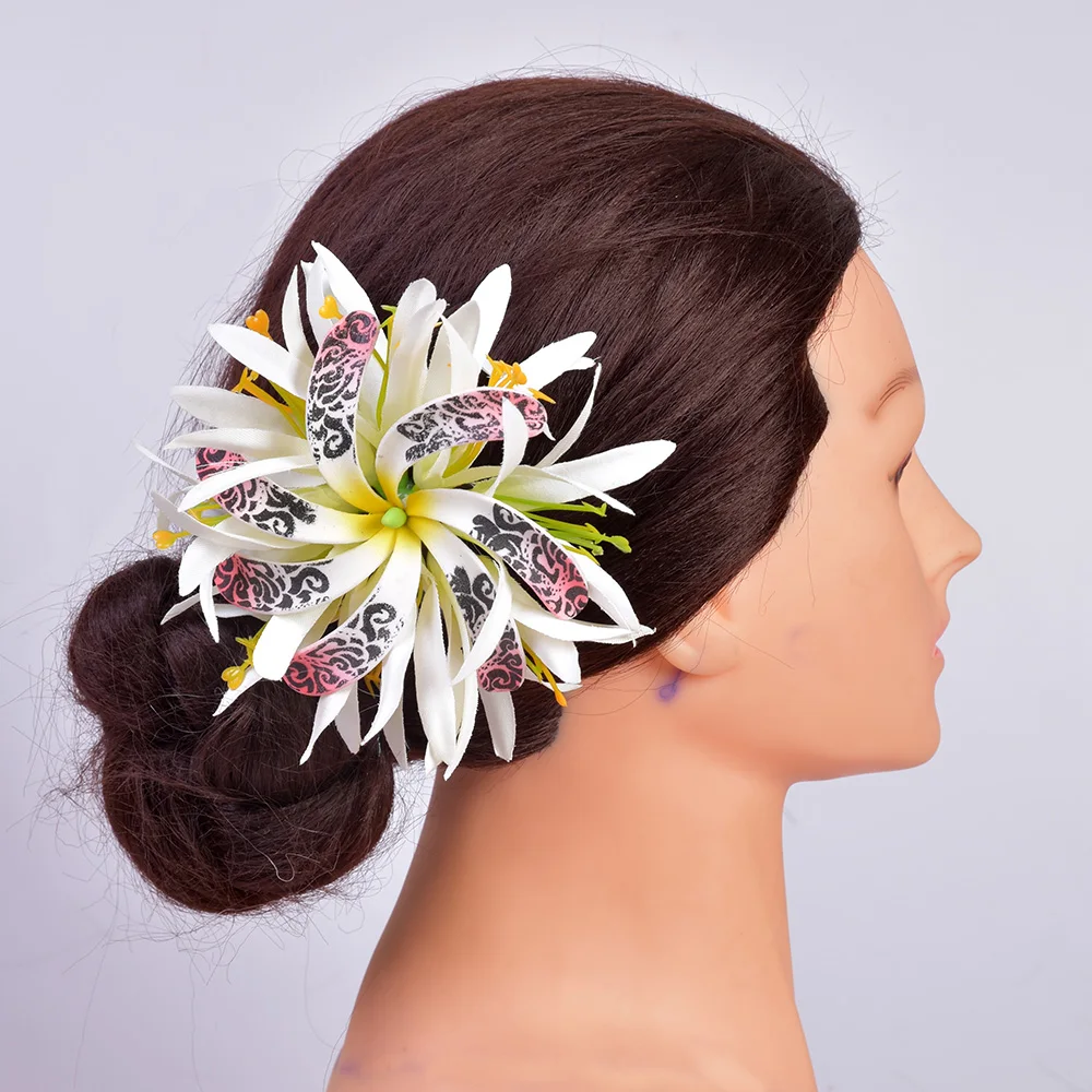 Заводской поставщик HC00042 14 видов цветов 15 см детская одежда из искусственного вельвета гименокаллис волосы коготь W пены Tiare с Гавайскими цветами вечерние головные