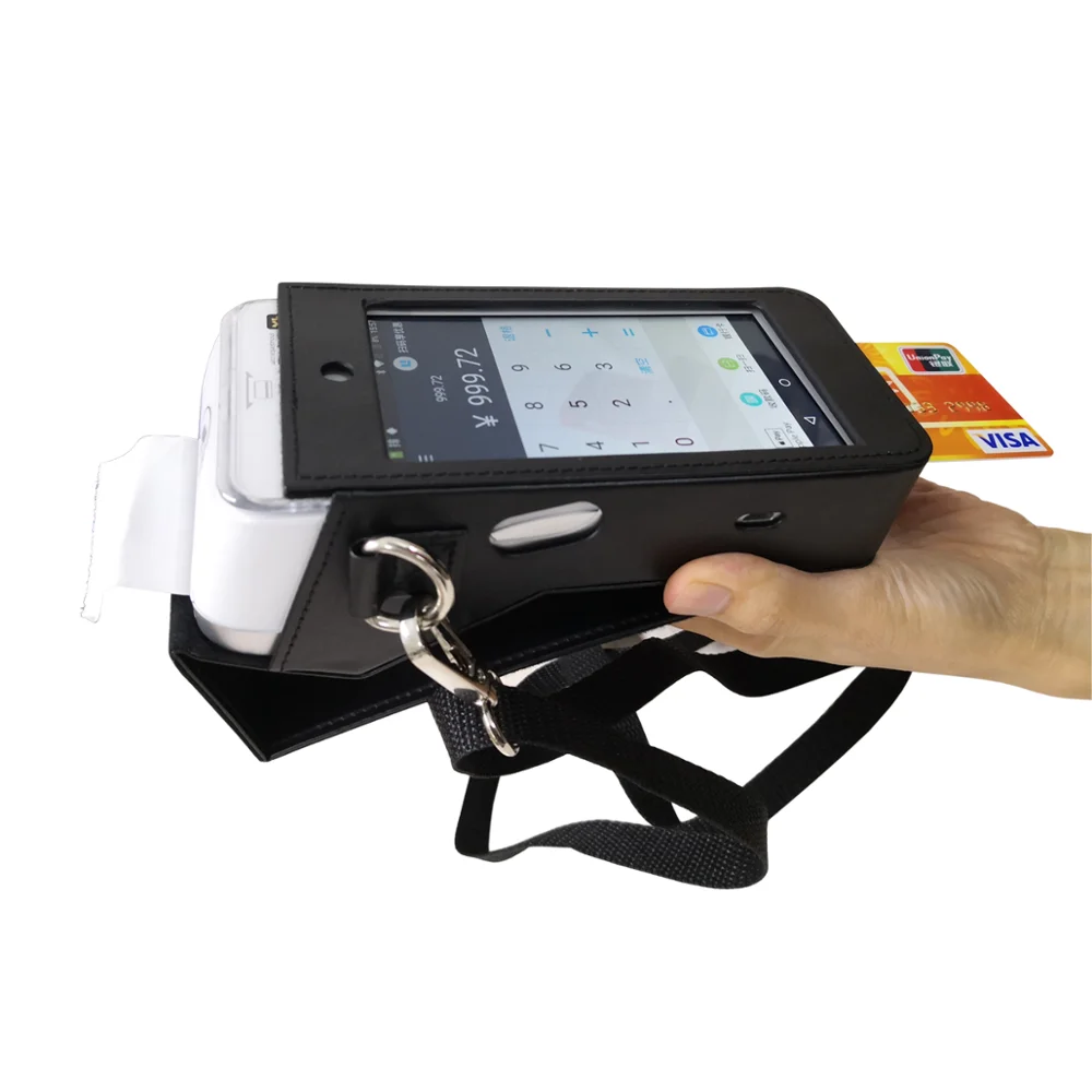 For Pax A920 Smart POS Terminal Device PU Leather Protective Case Shoulder Bags With Front Cover Protect Screen & Shoulder Strap