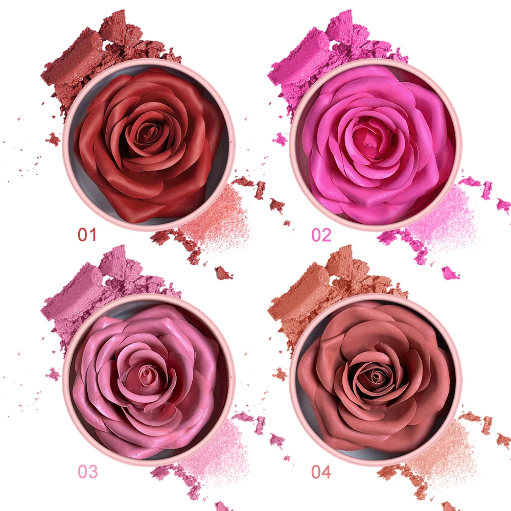 4 Color Face Cheek Blusher Makeup Blusher 3d Rose Petal Flower Blush
