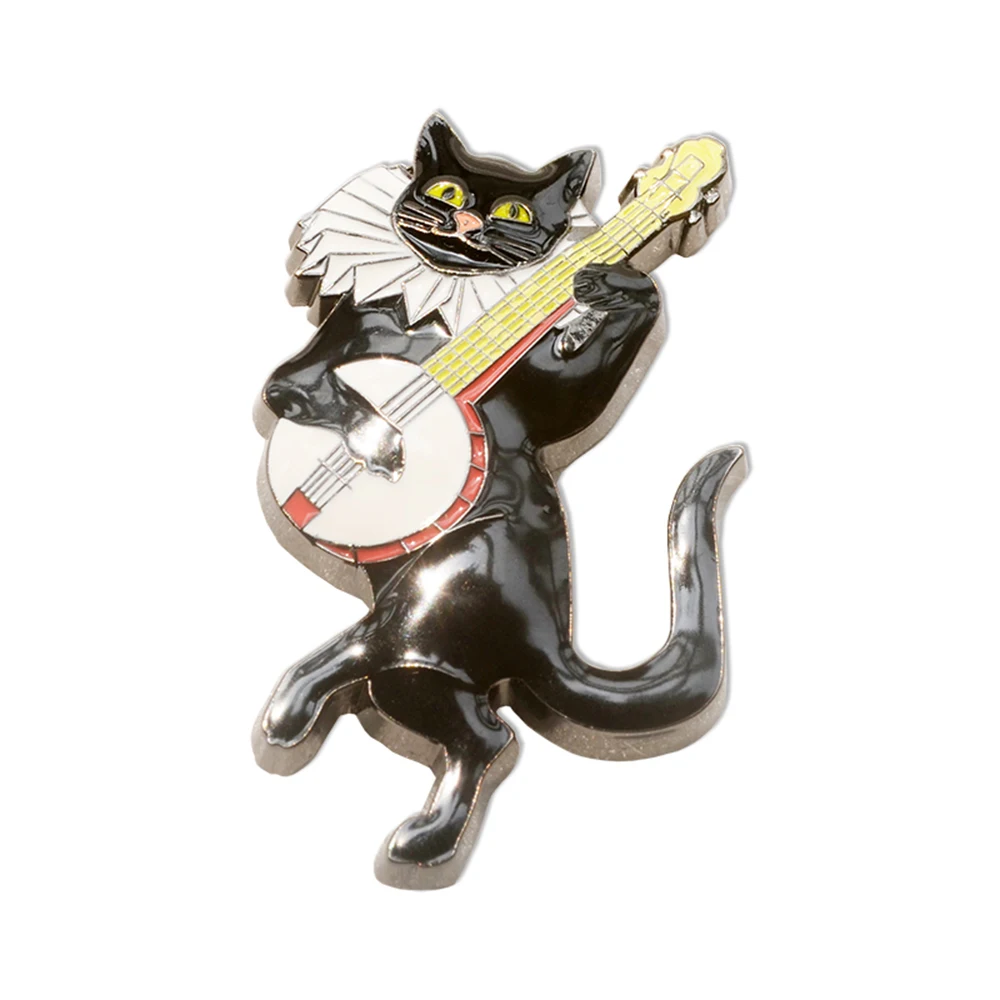 Factory Customized 3D Zinc Alloy Catling Badge Guitar Cat Brooch Metal Lapel Pins