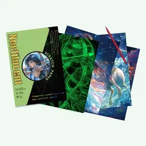 ITTL New DIY Creative Dreamy Luminous Secret Realm Kids Scratch Book Constellation AdultNight Light Scratch Painting