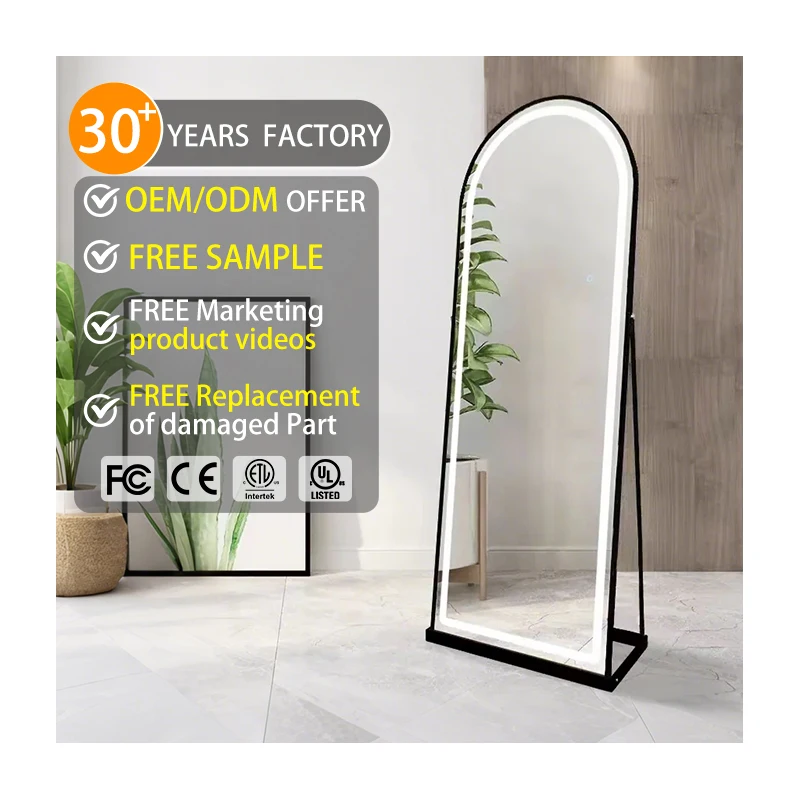 Contemporary Full Length Mirror Led 1600*500mm Led Mirror With Stand Smart Floor Mirror With Lights
