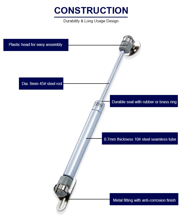 Gas Lift Up Hydraulic Soft Close Spring Gas Struts Gas Piston Lift 100n ...