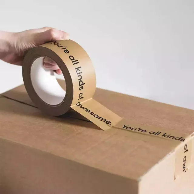 Eco Friendly Custom Logo Printed Self Adhesive Kraft Paper Packing Tape Packaging Tape