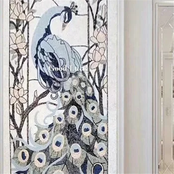 鳥/孔雀模様アート壁画壁装飾ガラス4mmモダンパーケット北欧アイス