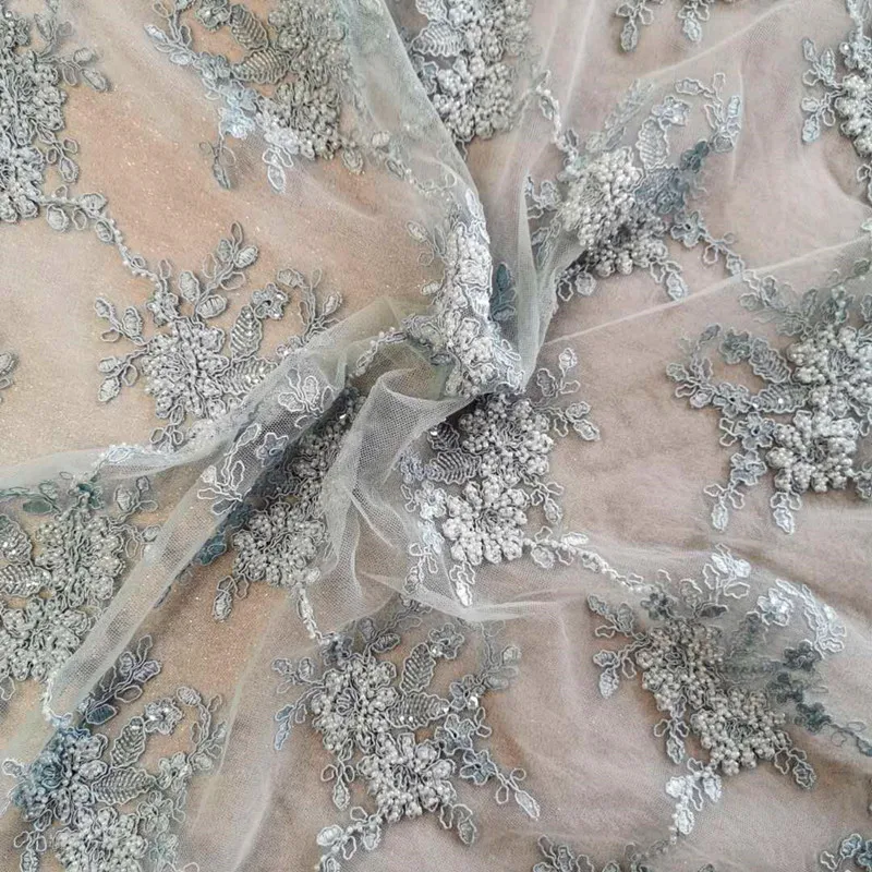 
Летнее платье-макси с 3d вышивкой, жемчугом, французским узором, тюлем, индийская Свадебная кружевная ткань с вышивкой 