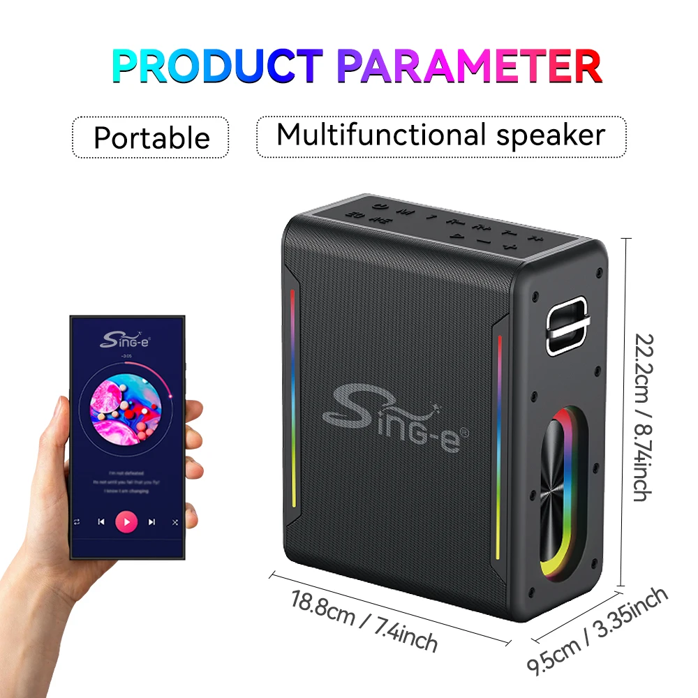 SING-E ZQS-V73 Bluetooth Speaker: Mini Portable with Bass, RGB