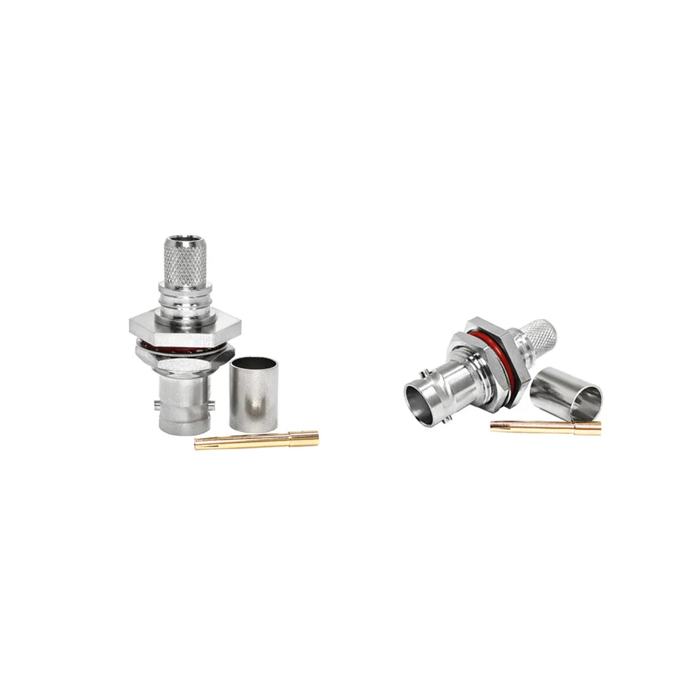 50ohm RF Connector BNC Female Bulkhead Crimp Straight Waterproof for LMR300 5DFB Coaxial Cable